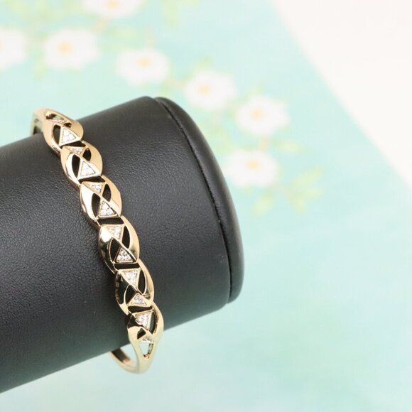 Elegant Rose Gold Bangle with Geometric Triangle Detailing, XPBL0519 - Picture 8 of 12